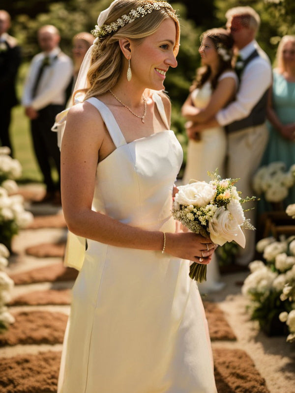 A-line Straps Floor-Length Silk like Satin Bridesmaid Dress