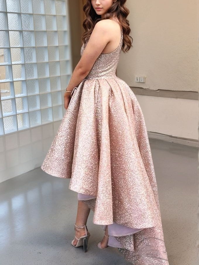 A-line High Neck Ruffles Asymmetrical Corset Dress
