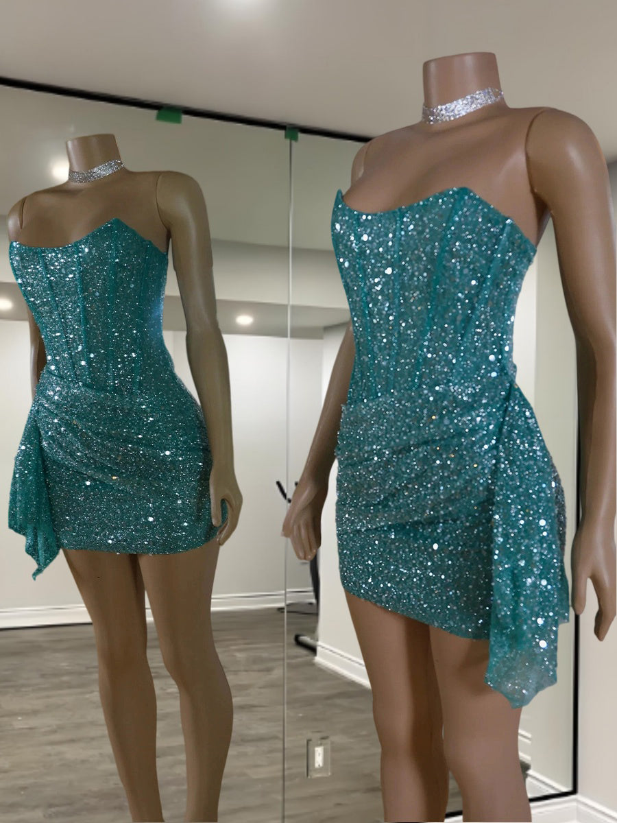 Sheath Straight Sequin Short/Mini Corset Dress