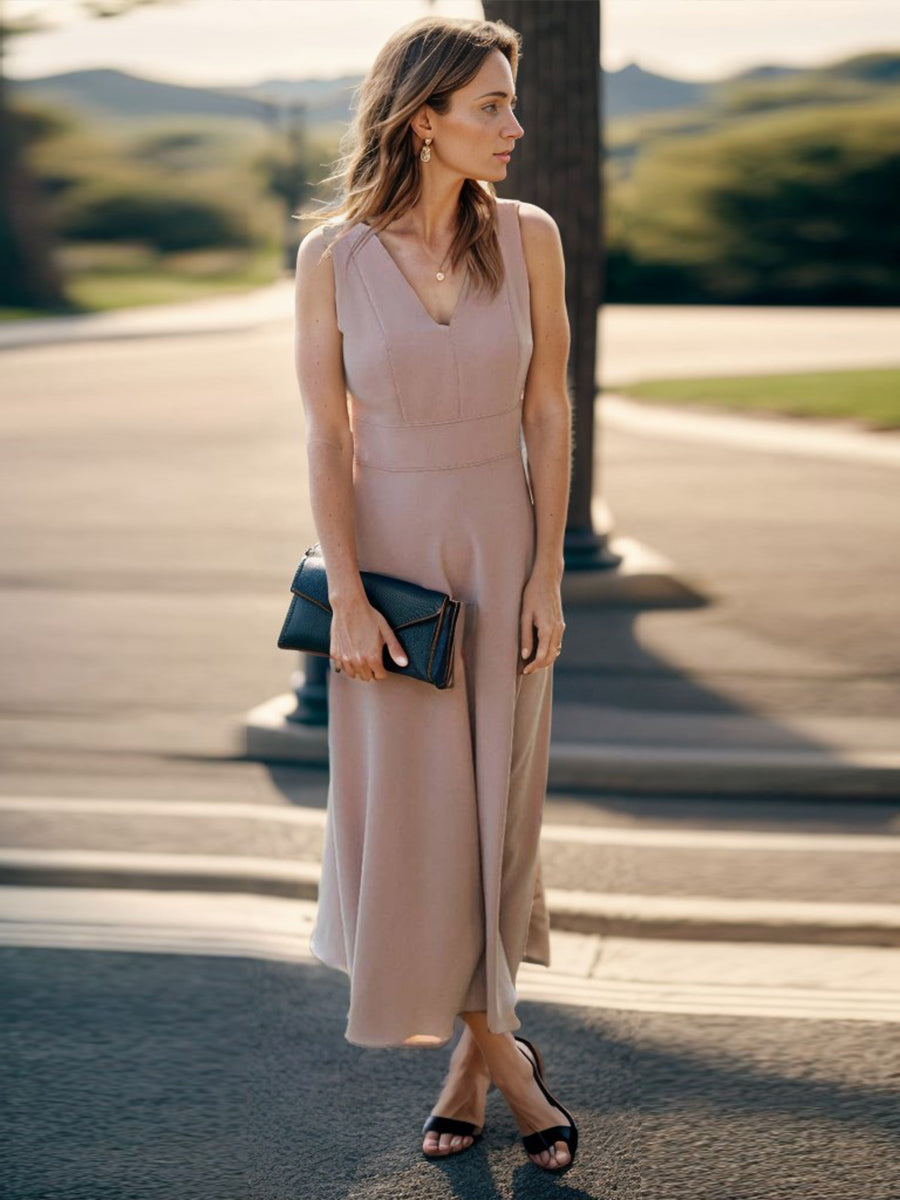 A-line V-neck Ankle-Length Chiffon Mother of the Bride Dress
