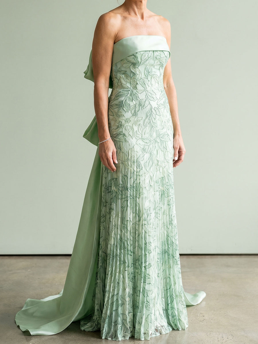 A-line/Princess Straight Bow Floor-Length Chiffon Mother of the Bride Dresses