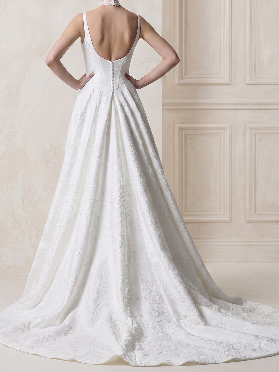 A-line/Princess Square Court Train Stretch Crepe Wedding Dresses