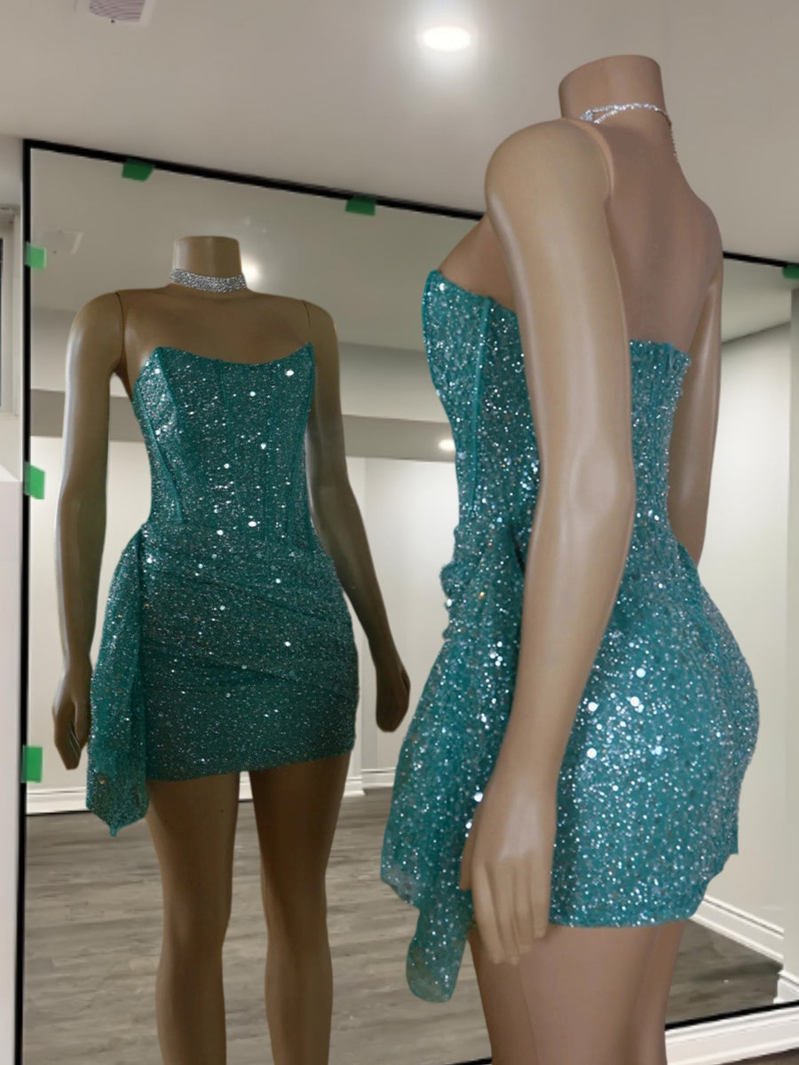 Sheath Straight Sequin Short/Mini Corset Dress