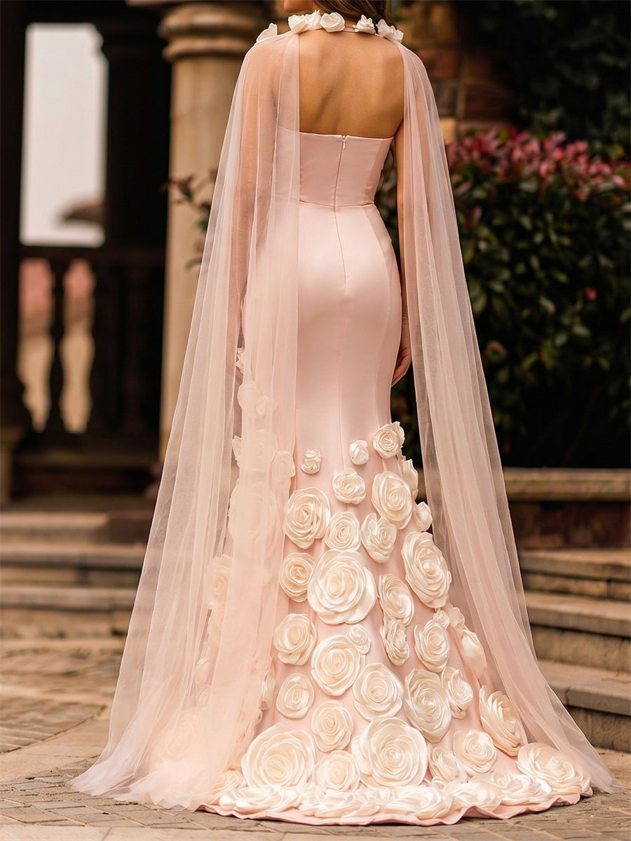 Trumpet/Mermaid Straight Flower Sweep Train Satin Mother of the Bride Dresses