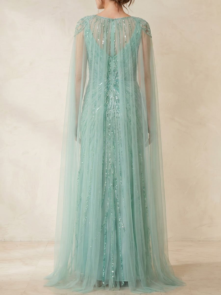 Sheath/Column V-neck Beading Floor-Length Sequins Mother of the Bride Dresses