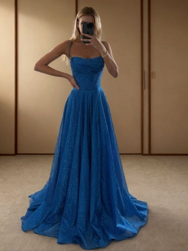 A-line Cowl Pleated Floor-Length Corset Dress