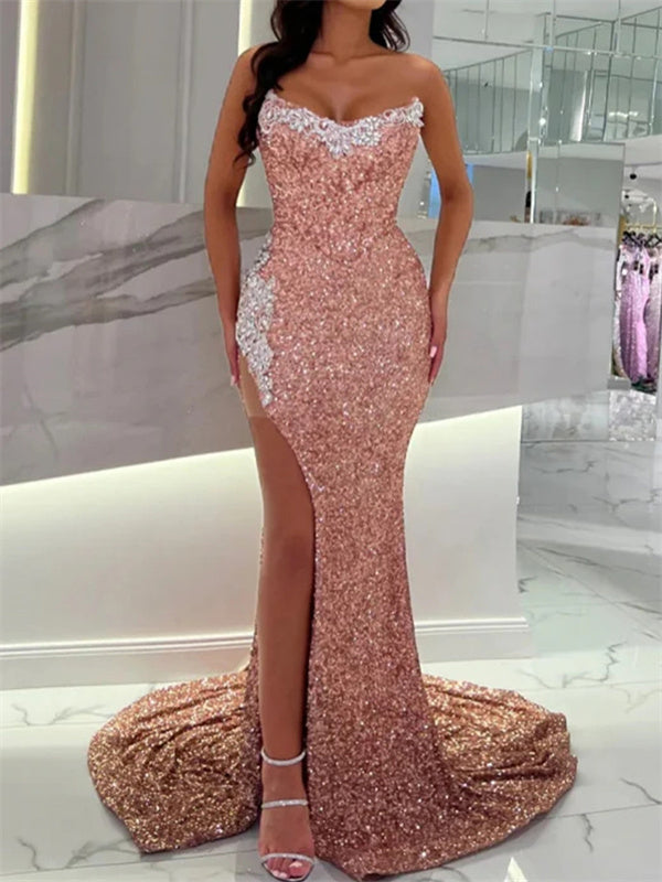 Sheath Straight Beading Court Train Velvet Sequins Dress
