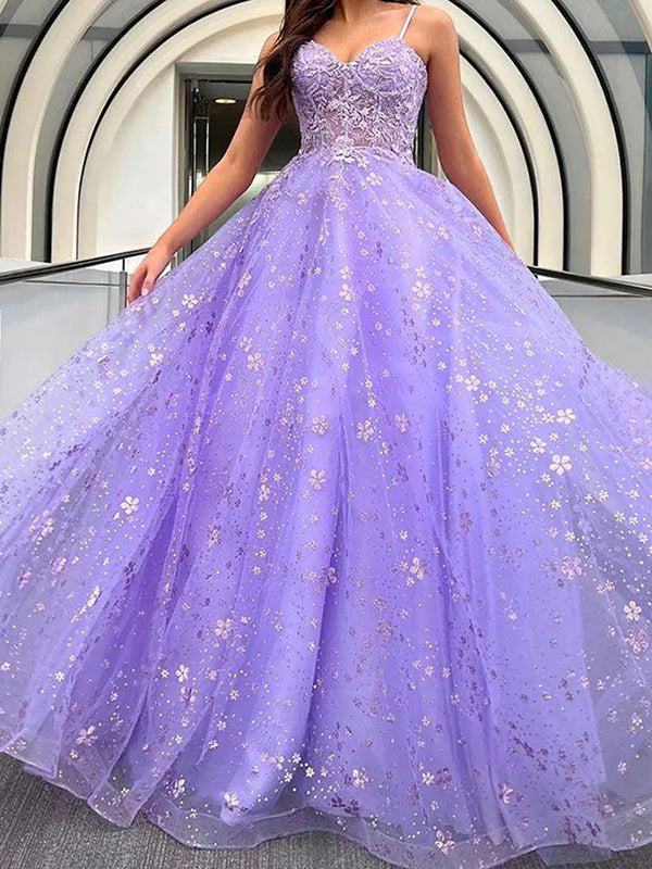 A-line Sweetheart Appliques Lace Floor-Length Lace Corset Dress