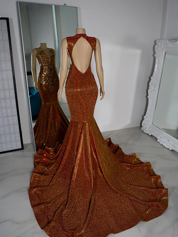 Mermaid Illusion Beading Court Train Dress