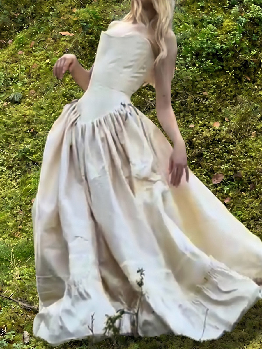 A-line/Princess Scoop Bow Floor-Length Stretch Crepe Wedding Dresses