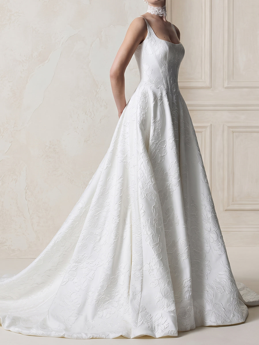A-line/Princess Square Court Train Stretch Crepe Wedding Dresses