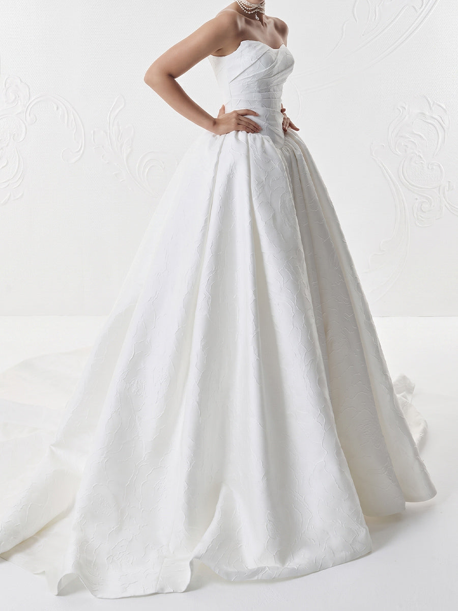 A-line/Princess Straight Pleated Court Train Stretch Crepe Wedding Dresses